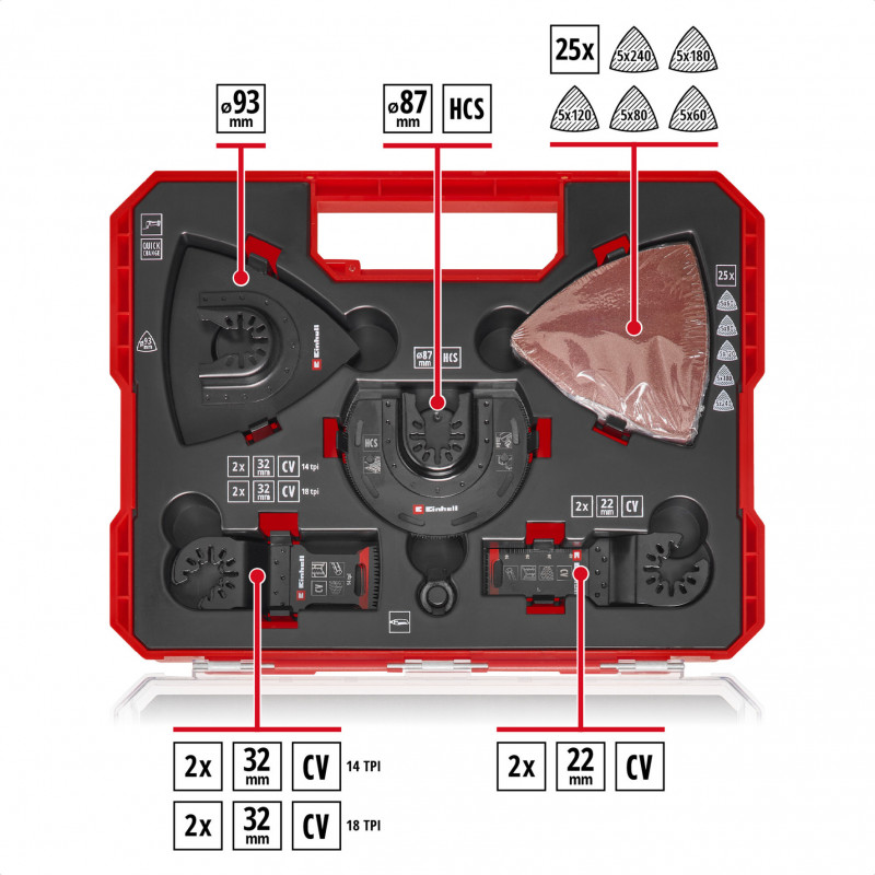 Einhell 708136 mitmeotstarbelise tööriista tarvikute komplekt, 35 osa, XL-PLUS-CASE kohvris