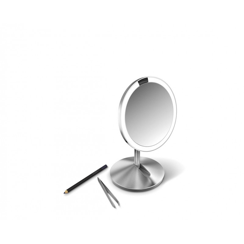 simplehuman kokkupandav sensoriga peegel, 12 cm, laetav, harjatud roostevaba teras