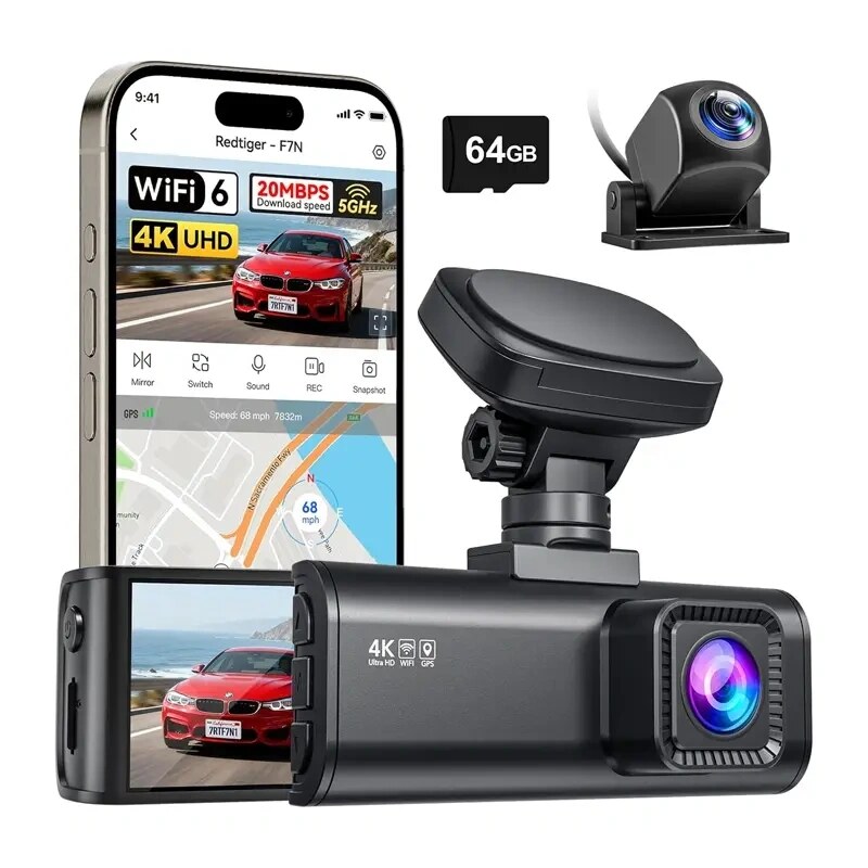 REDTIGER F7N (64G) WiFi 4K + 1080p autokaamera
