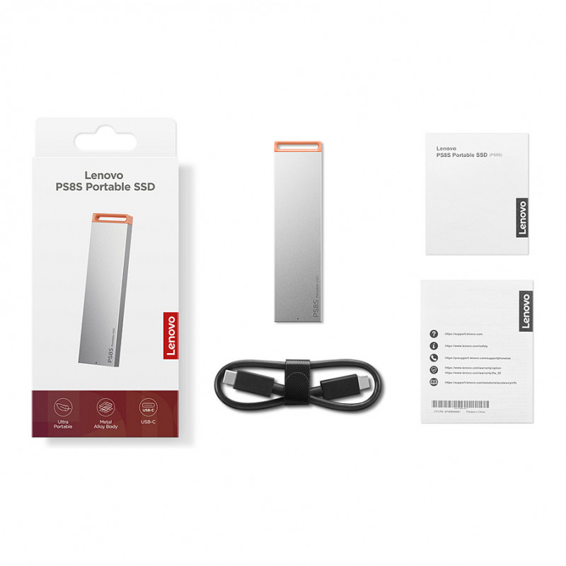 Lenovo PS8S 2TB kaasaskantav väline SSD, USB 3.2 Gen 2, USB-C, jahe hall (4XB1T88413)