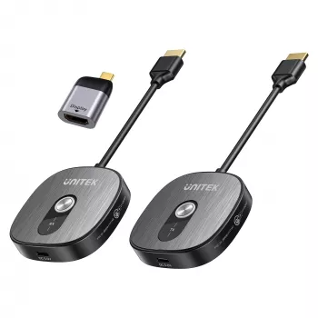 Unitek Juhtmevaba HDMI Vastuvõtja 4K@30Hz koos Saatja ja USB-C - HDMI Adapteri Komplektiga