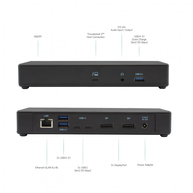 i-tec Thunderbolt 3/USB-C kahe DisplayPortiga 4K dokkimisjaam 85W PD-ga