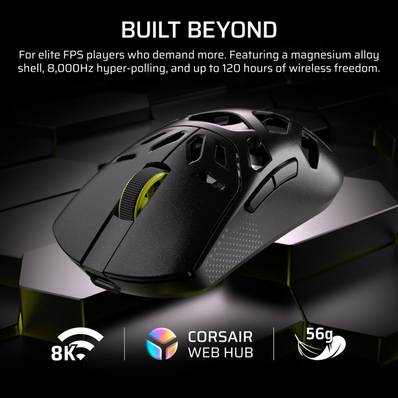 Corsair SABRE V2 PRO traadita mänguhiir, 2.4GHz / Bluetooth / USB-C, must (CH-931G100-WW)