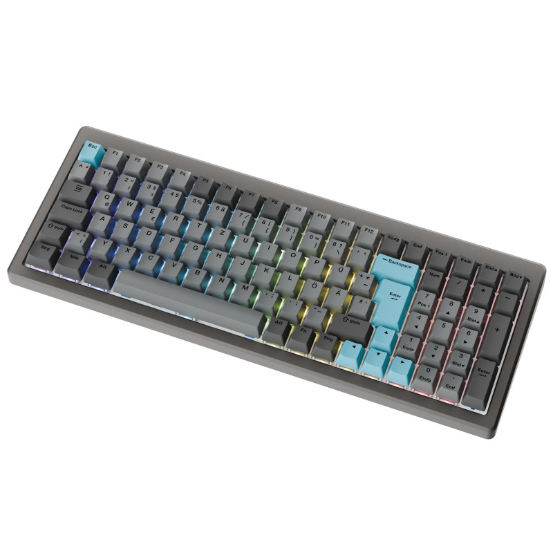 Ducky Cushion 98 mänguklaviatuur, 96%, DE paigutus (ISO), Shush punased lülitid - Nickel (DKCUS2598-DSDEPHCC3H1)