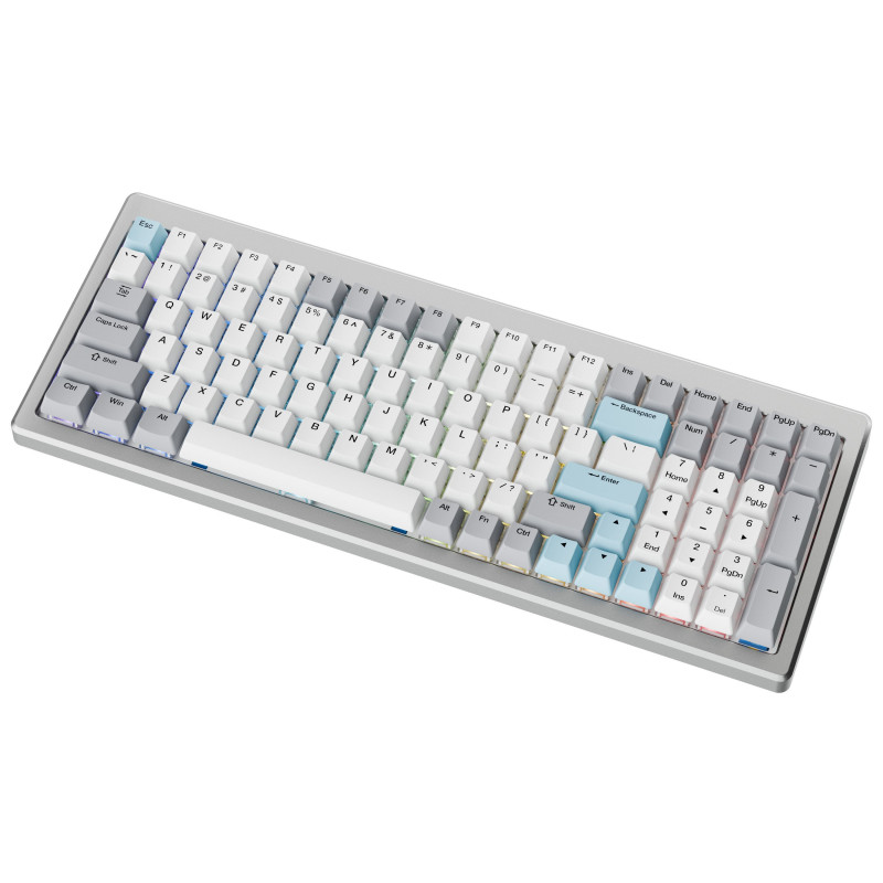 Ducky Cushion 98 mänguklaviatuur, 96%, US paigutus (ANSI), Shush rohelised lülitid - hõbedane (DKCUS2598-DDUSPHCC4S1)
