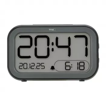TFA Dostmann Bingo Hybrid digitaalne äratuskell, LCD/LED-ekraan, must/antratsiit, 60.2048.01