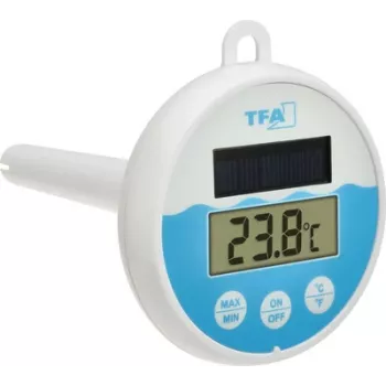 TFA Dostmann digitaalne päikesetoitel basseinitermomeeter, valge/türkiis, 30.1068.02
