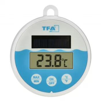 TFA Dostmann digitaalne päikesetoitel basseinitermomeeter, valge/türkiis, 30.1068.02