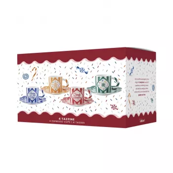 Bialetti Candyland 4 tassi ja alustassi komplekt 80 ml