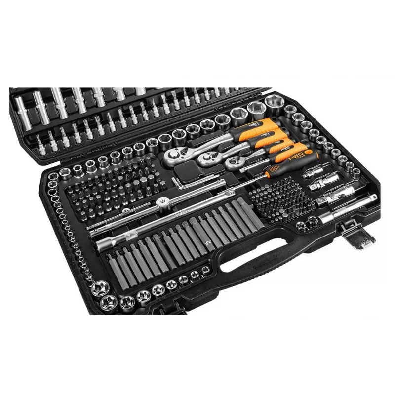Neo Tools 10-218 tööriistakomplekt, 300 osa, 1/2, 3/8, 1/4 ajam