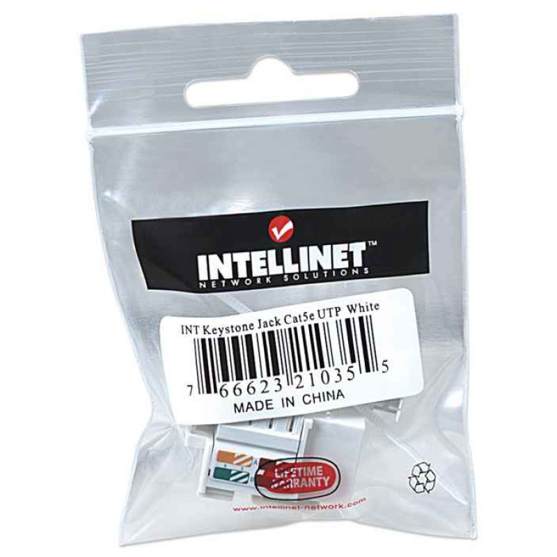 Intellinet 210355 Keystone moodul RJ45 UTP Cat5e, läbistusühendus, valge