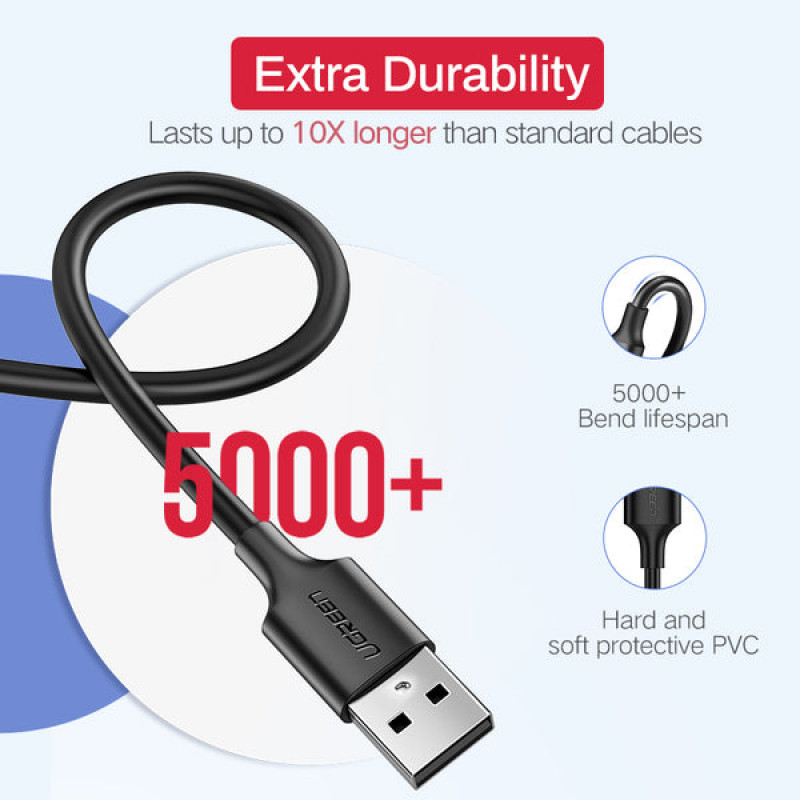 Ugreen USB-kaabel USB-A - Micro-USB, 0,5 m, must