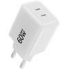 Forcell F-Energy GaN III Crystal Color VT-60 60W PD QC 4.0 2x USB-C seinatavalaadija valge + kaabel