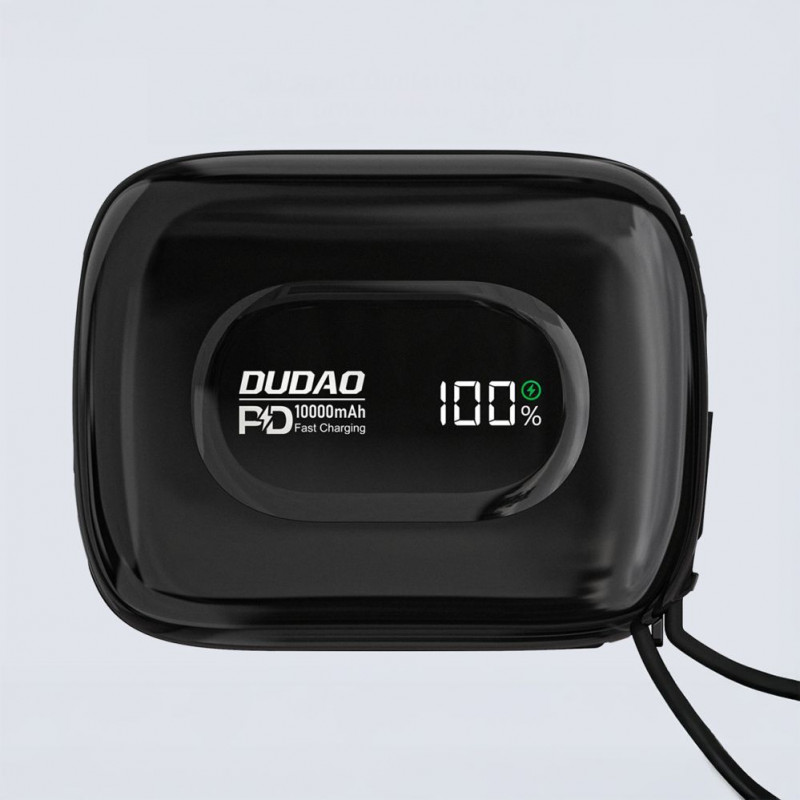 Dudao K32 akupank 22.5W 10000 mAh sisseehitatud USB-C/Lightning kaabliga - must