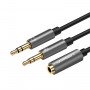 UGREEN UV140 AUX 3,5 mm heli jaoturkaabel – must/hall