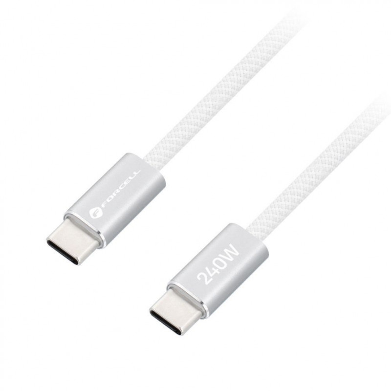 Forcell USB-kaabel USB-C - USB-C, 2 m, 240 W, valge