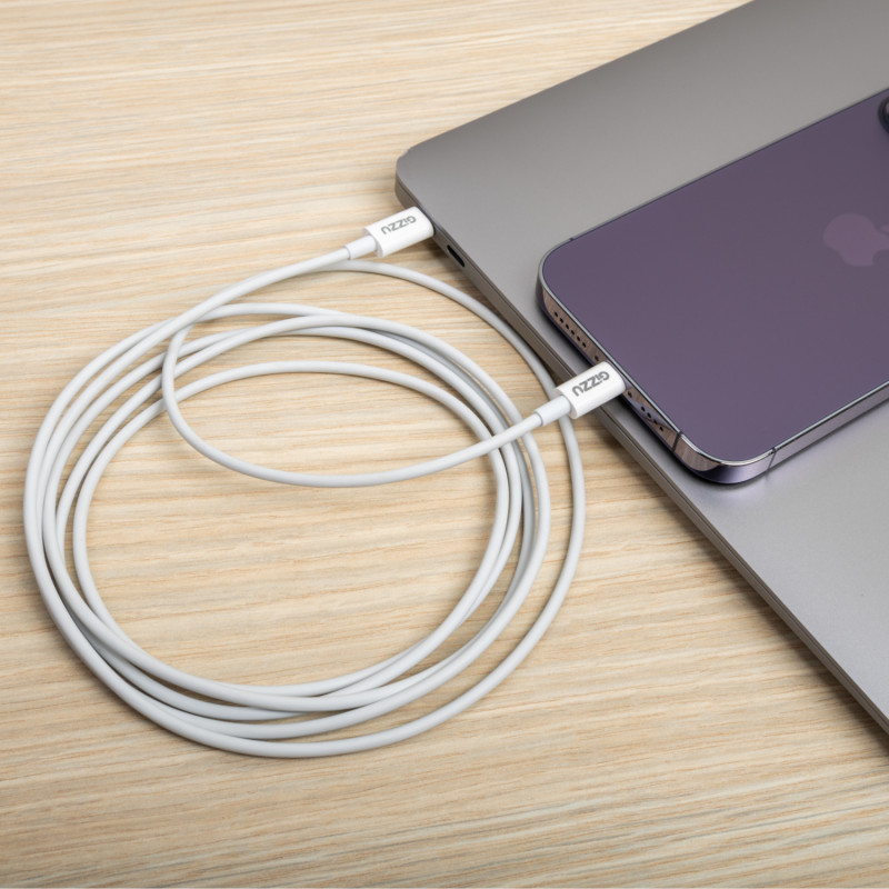 Gizzu USB-C to Lightning kaabel, 1,8 m, 27 W PD, valge (GCPU2L18)