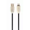 Gembird USB 2.0 kaabel USB-A pistik – Lightning pistik, kummist punutud, 1 m, must (CC-USB2R-AMLM-1M)