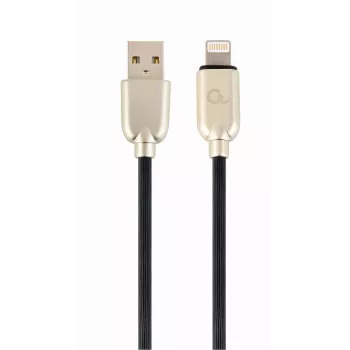 Gembird USB 2.0 kaabel USB-A pistik – Lightning pistik, kummist punutud, 1 m, must (CC-USB2R-AMLM-1M)