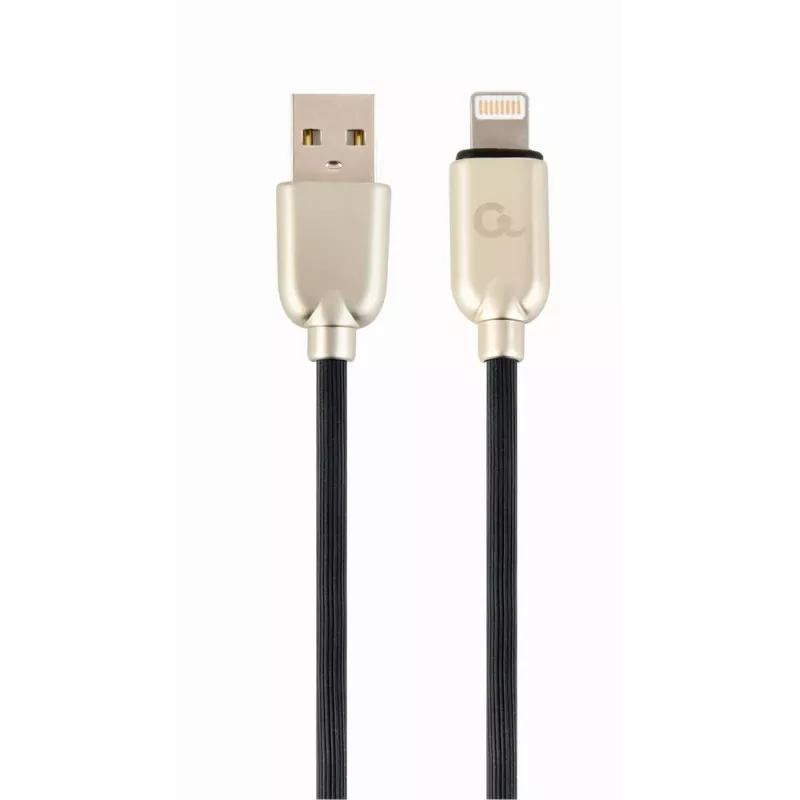 Gembird USB 2.0 kaabel USB-A pistik – Lightning pistik, kummist punutud, 1 m, must (CC-USB2R-AMLM-1M)