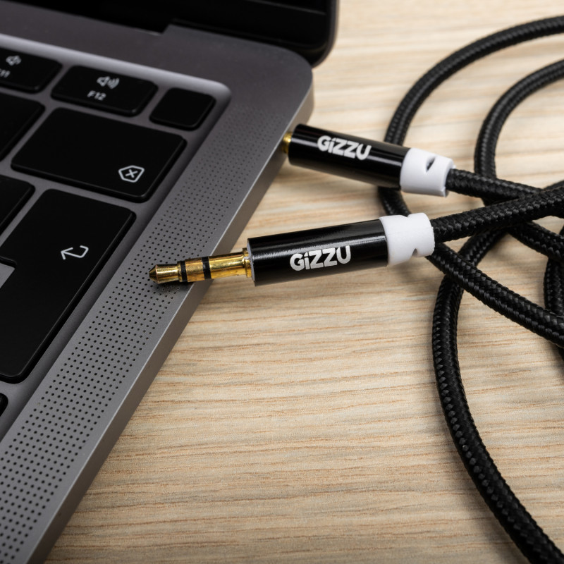Gizzu 3.5mm AUX-kaabel 2m - must