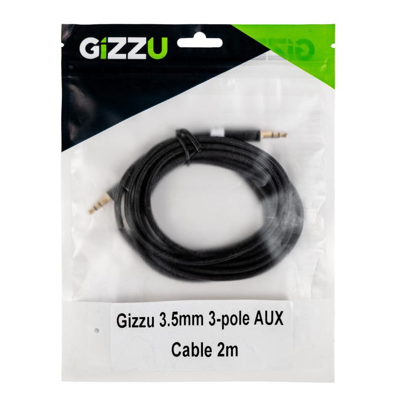 Gizzu 3.5mm AUX-kaabel 2m - must