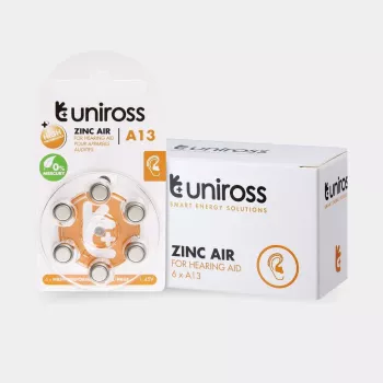 Uniross A13 nööpelemendid kuuldeaparaadile 230mAh, 6 tk.