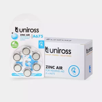 Uniross A675 nööpelemendid kuuldeaparaadile 540mAh, 6 tk.