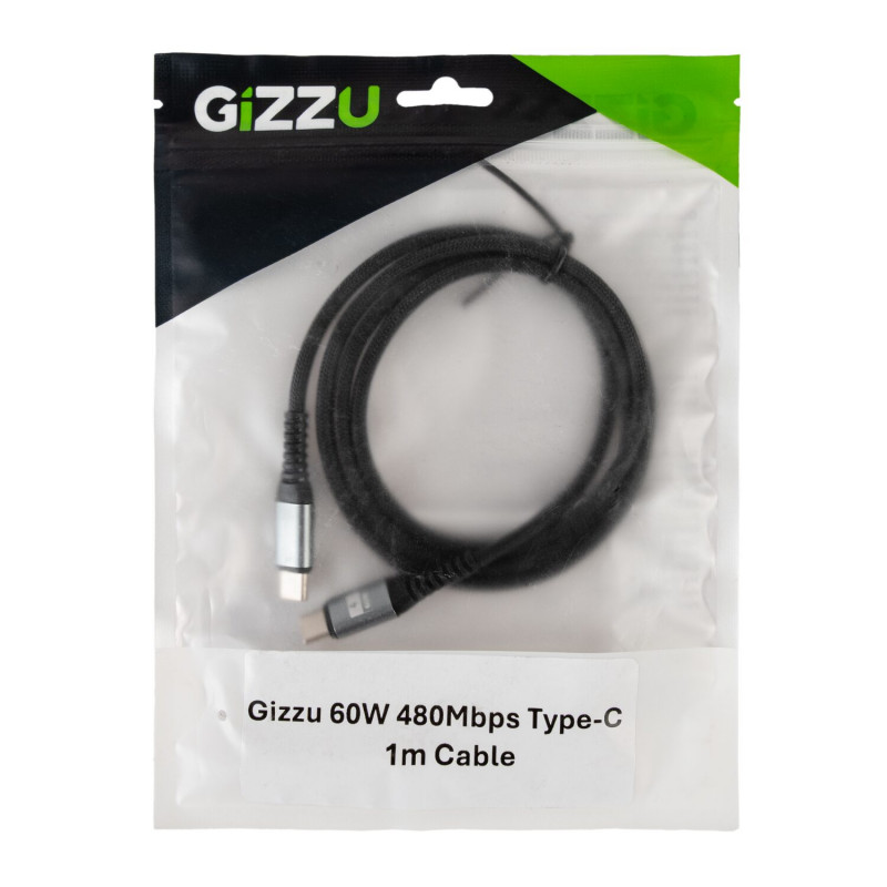 Gizzu USB-C - USB-C kaabel 60W 480Mbps, 1 m