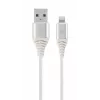Gembird USB 2.0 – Lightning (8-pin) tekstiilpunutisega kaabel, 2 m, valge
