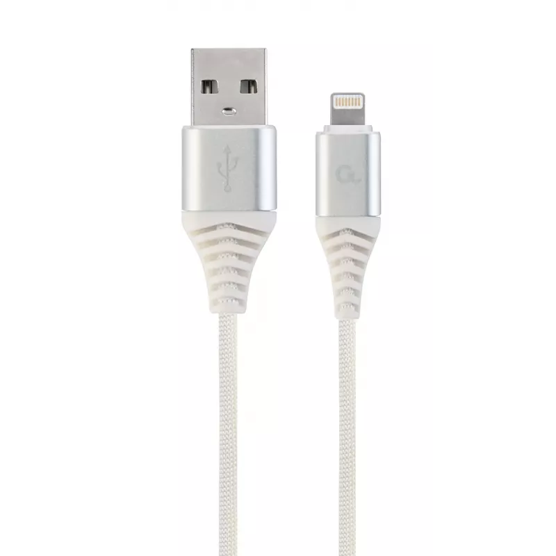 Gembird USB 2.0 – Lightning (8-pin) tekstiilpunutisega kaabel, 2 m, valge