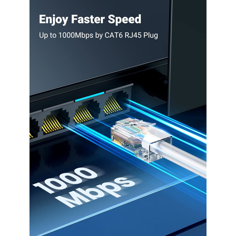 UGREEN Cat6 RJ45 modulaarpistikud (50 tk) – läbipaistvad kullatud kontaktidega