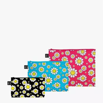 LOQI kottide komplekt – Flowers Must, Aquarius, Raspberry (3 tk)