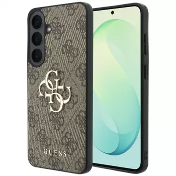 Guess Leather 4G Metal Logo ümbris Samsung Galaxy S26 FE jaoks, pruun