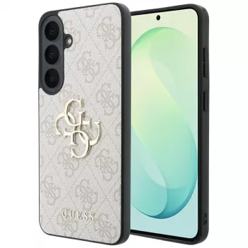 Guess Leather 4G Metal Logo ümbris Samsung Galaxy S26 FE jaoks, roosa