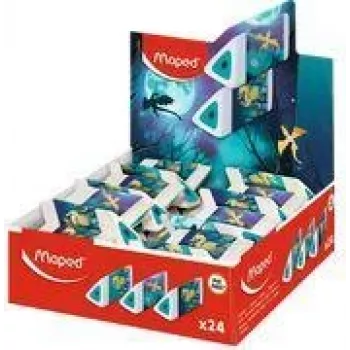 Maped Pyramide DRAGON plastikust kustutuskumm, valge, kolmnurkne, ftalaadi- ja PVC-vaba, 24-osaline komplekt (119527)