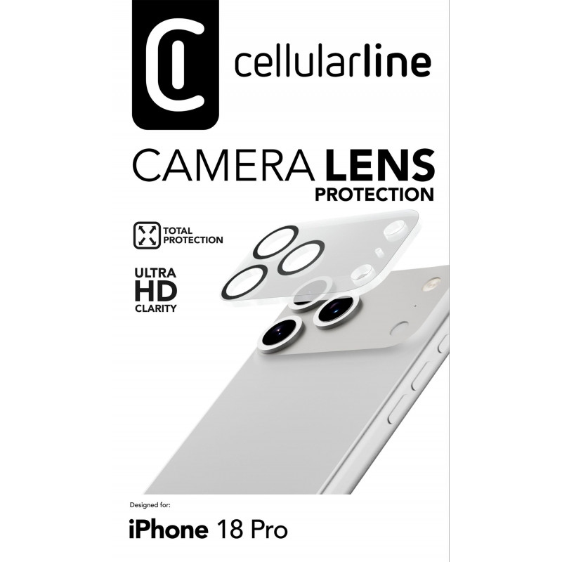 Cellularline kaamera objektiivi kaitse iPhone 18 Pro jaoks, läbipaistev