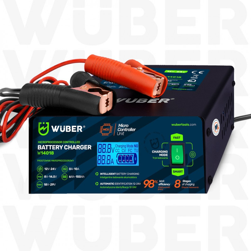 Wuber W14018 mikroprotsessoriga autoakulaadija, 10 A, 6-150 Ah, 2-24 V