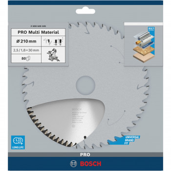 Bosch PRO Multi Materiali ketaslõiketera, Ø 210mm, 80T (avaga 30mm, kald- ja ristlõikesaagidele)