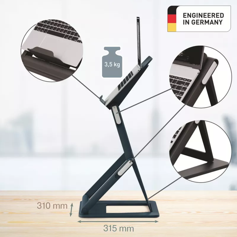 Leitz Ergo 2-in-1 istumis-seismis sülearvuti alus, must (65890089)