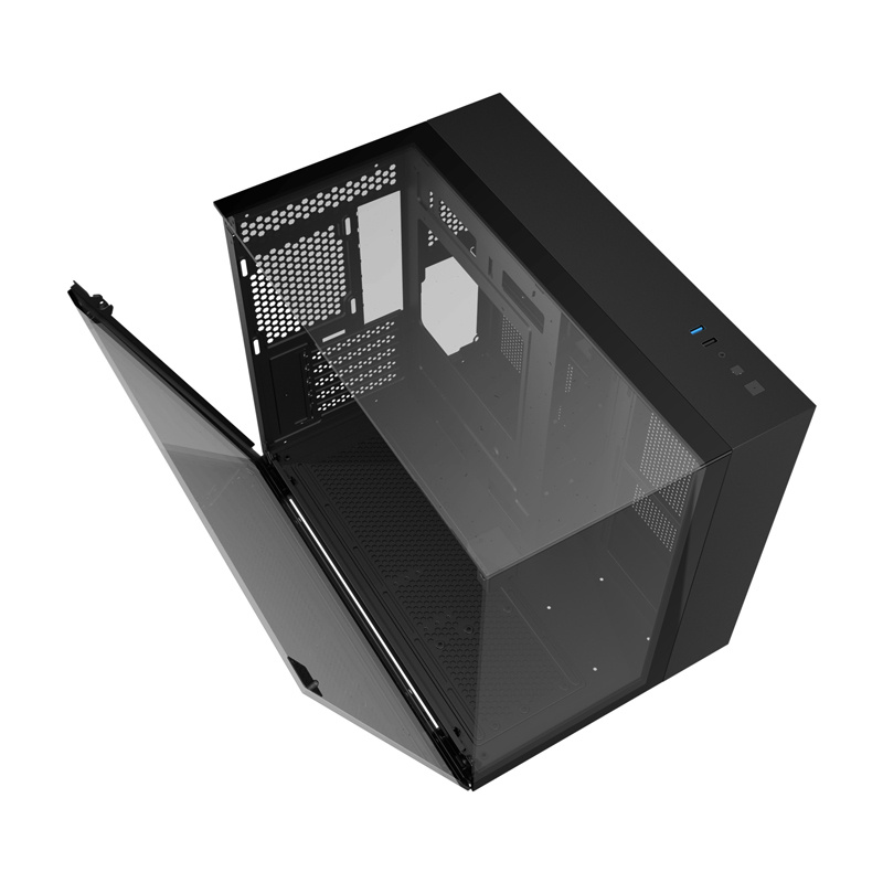 Darkflash TH285M Micro-ATX arvutikorpus karastatud klaasiga, must