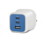 Targus HyperJuice Flex 65W GaN laadija, 2x USB-C + 1x USB, Snorkel Blue (HJ1202BUEU)