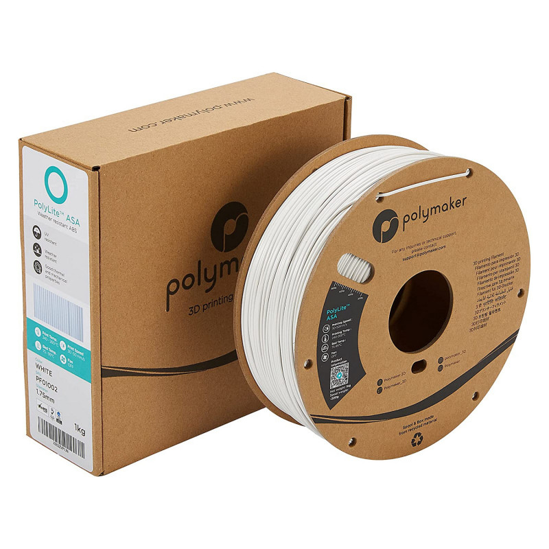 Polmask ASA 3D-printeri filament, 1,75 mm, 1 kg - valge (PF01002)