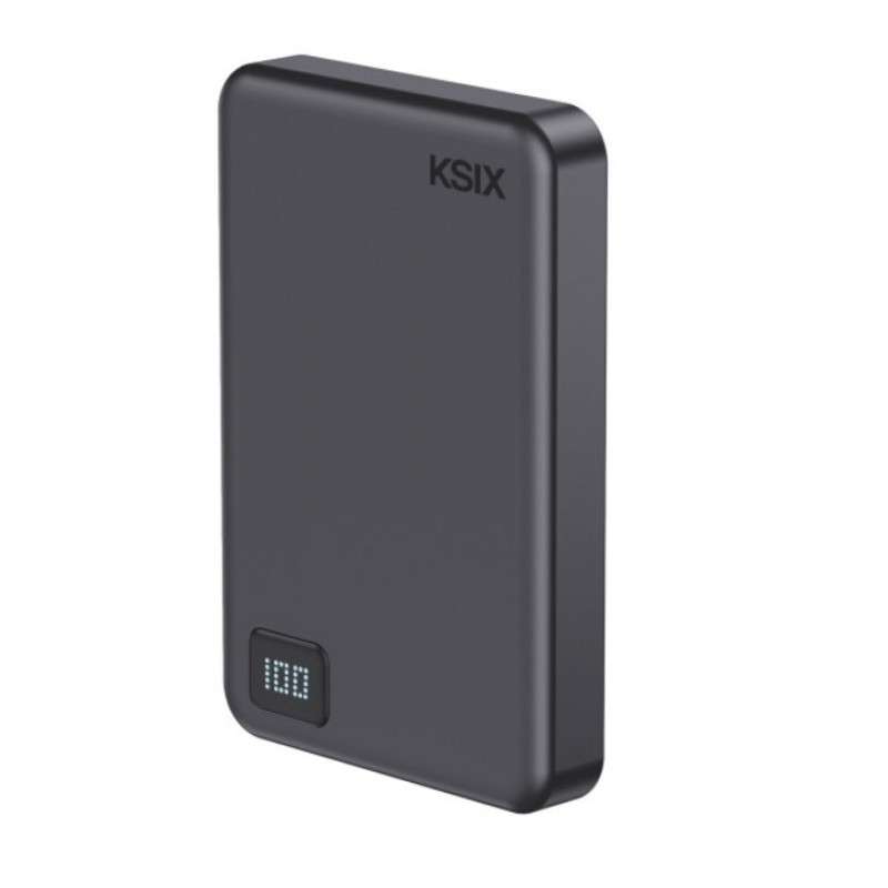 Ksix Powerbank Magslim 10000 mAh magnetiline 15W USB-C PD 20W digitaalne ekraan must