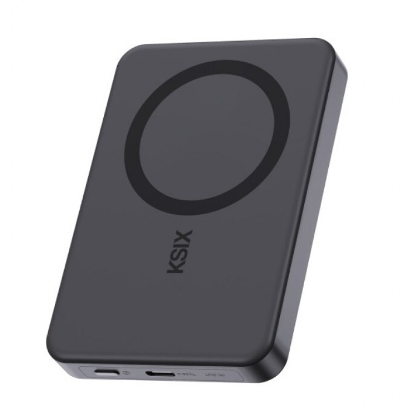 Ksix Powerbank Magslim 10000 mAh magnetiline 15W USB-C PD 20W digitaalne ekraan must