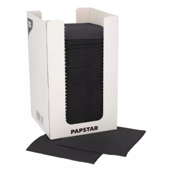 PAPSTAR kokteilisalvrätid PUNTO, 200 x 200 mm, must paberrätik, 2-kihiline, 1/4 voldiga, dot on dot mikro