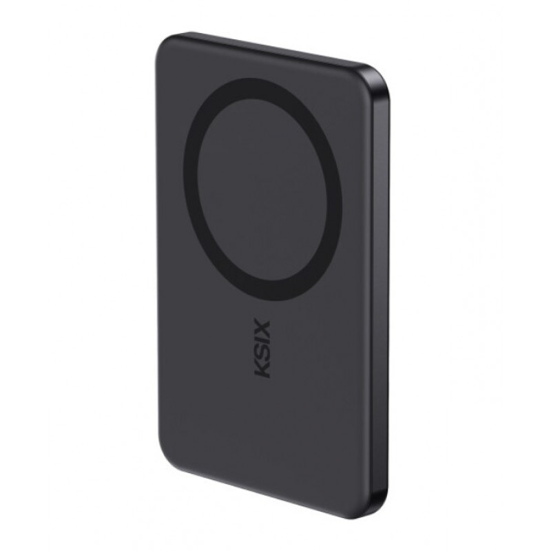 Ksix Powerbank Magslim 5000 mAh magnetiline USB-C PD 20W digitaalne ekraan must