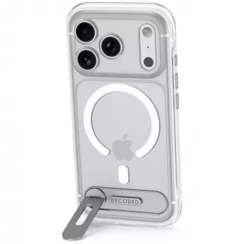 Decoded AntiMicrobial Hybrid Stand Backcover - ümbris koos alusega iPhone 18 Pro / 17 Pro jaoks, ühilduv MagSafe'iga (frosted white)