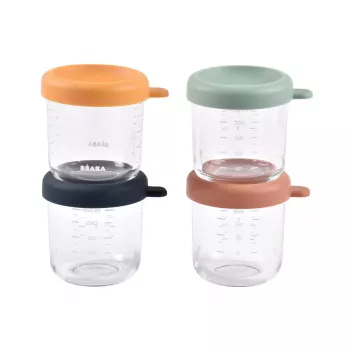 Beaba klaasist hoidikute komplekt kaanega 4 x 250 ml Sunrise