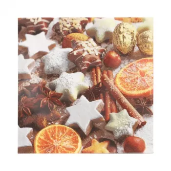 PAPSTAR “Cinnamon Stars” jõulupaberist salvrätikud 330 x 330 mm, trükitud, 1/4 volt, 3-kihiline